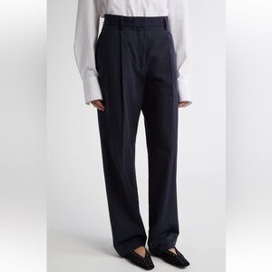 Toteme Pleated Straight Trousers, 40, Blue